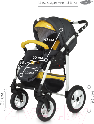 Детская универсальная коляска Rant Bari 2 в 1 (05, серый/желтый)