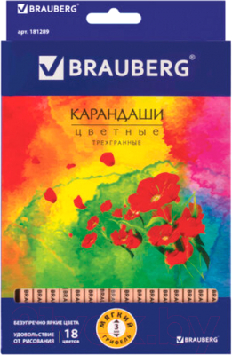 Набор цветных карандашей Brauberg Цветы / 181289 (18цв)