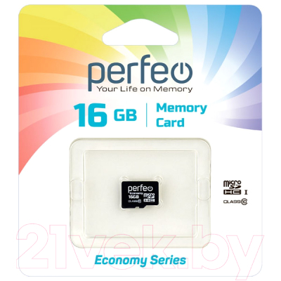 Карта памяти Perfeo MicroSDHC 16GB (Class 10) PF16GMCSH10ES