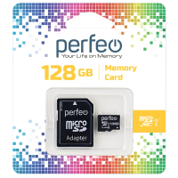 Карта памяти Perfeo MicroSDXC 128GB (Class 10) + адаптер / PF128GMCSX10U1A - 