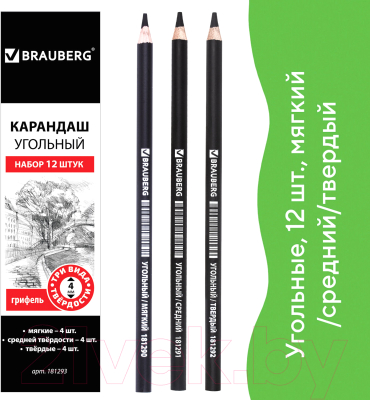 Набор угольных карандашей Brauberg Art Classic / 181293 (12шт)