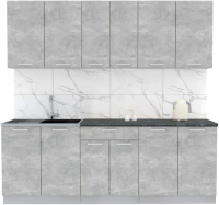 Кухонный гарнитур Интерлиния Мила Лайт 2.2 (бетон/бетон/кастилло темный) - 