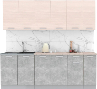 Кухонный гарнитур Интерлиния Мила Лайт 2.3 (вудлайн кремовый/бетон/бискайская сосна) - 