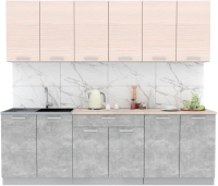 Кухонный гарнитур Интерлиния Мила Лайт 2.4 (вудлайн кремовый/бетон/бискайская сосна) - 