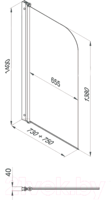 Стеклянная шторка для ванны Triton Соло 75x140 (прозрачное стекло)