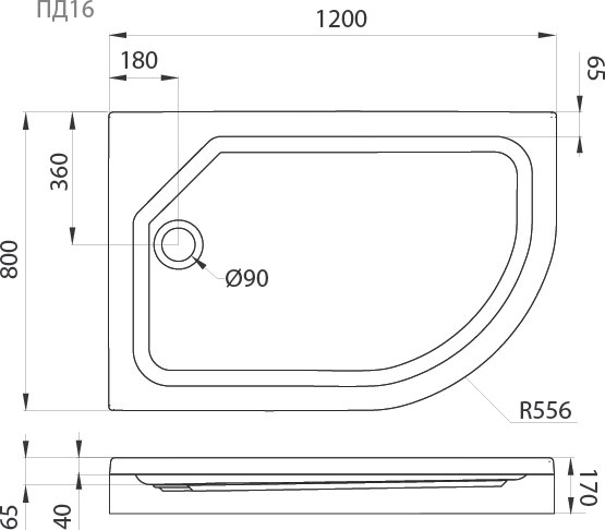 Купить Душевой поддон Triton Полукруглый ПД16 120x80 в Минске