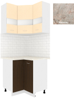 Комплект кухонных модулей Кортекс-мебель Корнелия Экстра угловой (венге светлый/венге/марсель) - 
