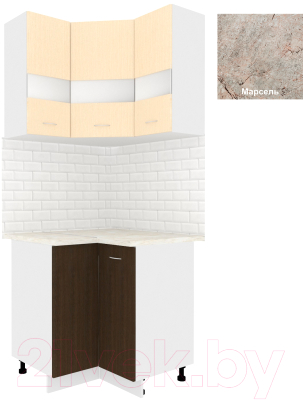 Комплект кухонных модулей Кортекс-мебель Корнелия Экстра угловой (венге светлый/венге/марсель)