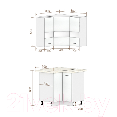 Комплект кухонных модулей Кортекс-мебель Корнелия Экстра угловой (венге светлый/венге/марсель)