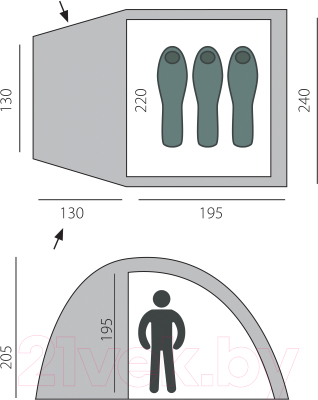 Палатка BTrace Dome 3 / T0294 (зеленый)