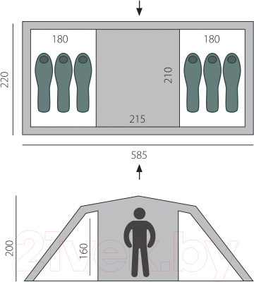 Палатка BTrace Ruswell 6 / T0270 (зеленый)