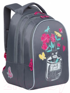 Школьный рюкзак Grizzly RG-268-3 (серый)