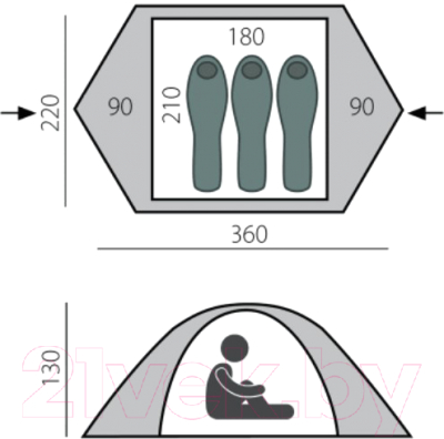 Палатка BTrace Solid 3 / T0495 (зеленый)