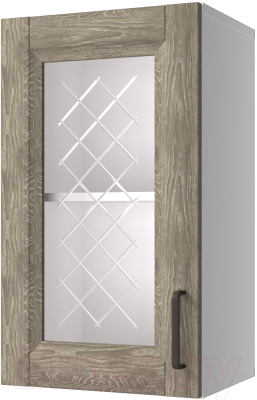 Шкаф навесной для кухни Горизонт Мебель Винтаж 40 с витриной (антик 022)