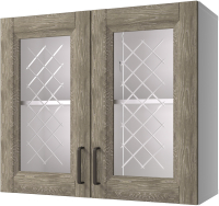 Шкаф навесной для кухни Горизонт Мебель Винтаж 80 с витриной (антик 022) - 