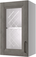 Шкаф навесной для кухни Горизонт Мебель Винтаж 40 с витриной (шоколад 034) - 