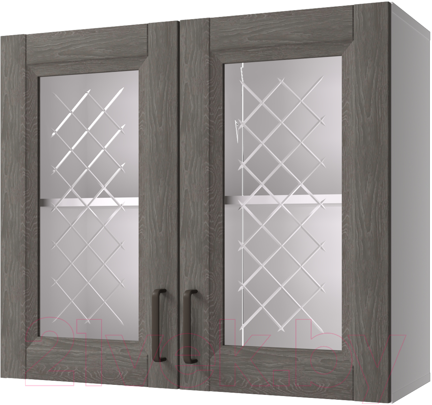 Шкаф навесной для кухни Горизонт Мебель Винтаж 80 с витриной