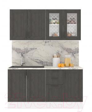 Шкаф навесной для кухни Горизонт Мебель Винтаж 80 с витриной (шоколад 034)