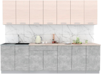 Кухонный гарнитур Интерлиния Мила Лайт 2.8 (вудлайн кремовый/бетон/бискайская сосна) - 