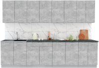 Кухонный гарнитур Интерлиния Мила Лайт 3.0 (бетон/бетон/кастилло темный) - 