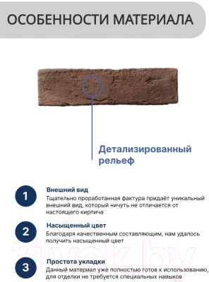 Декоративный камень бетонный Petra Византийский кирпич 07П5 (кирпичный/темно-серый)