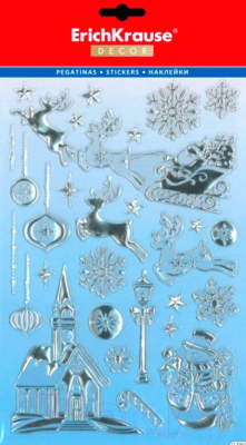

Набор наклеек на окно Erich Krause, Серебристый, Decor Праздник / 45722