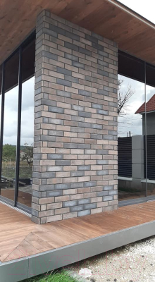 Декоративный камень бетонный Petra Клинкерный кирпич 14П5 (коричневый/темно-серый)