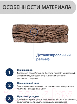 Декоративный камень бетонный Petra Клинкерный кирпич 17П4 (коричневый)