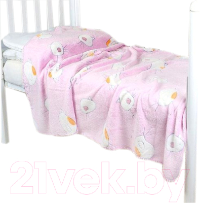Плед для малышей ОТК Птичка 75x100 (велсофт, розовый)
