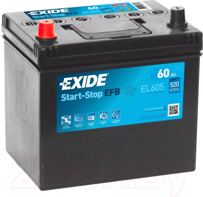 

Автомобильный аккумулятор Exide, EFB EL604