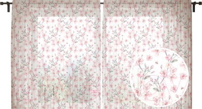 Гардины JoyArty Розовые цветы / tul_50094V1 (2шт, 145x180)