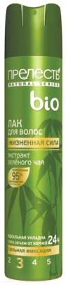 Лак для укладки волос Прелесть Био Сильной фиксации С экстрактом Зеленого чая (250мл)