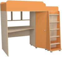 Кровать-чердак детская Можга Капризун 5 с рабочей зоной / Р440 (оранжевый) - 