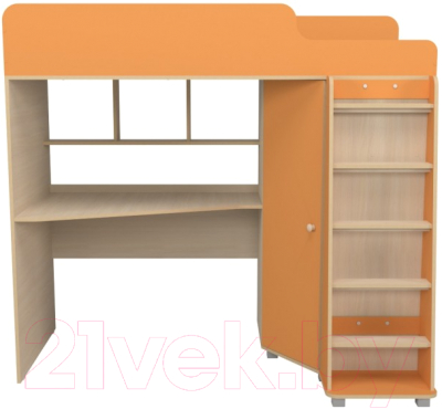 Кровать-чердак детская Можга Капризун 5 с рабочей зоной / Р440 (оранжевый)