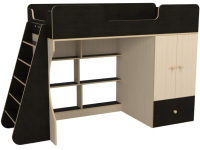 Кровать-чердак детская Можга Капризун 2 со шкафом / Р441 (дуб миланский) - 