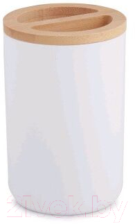 Стакан для зубной щетки и пасты Альтернатива Бамбук / М8055 (белый)