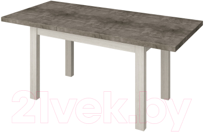 Обеденный стол Senira Кастусь 120-160x75 (бетон/белый)