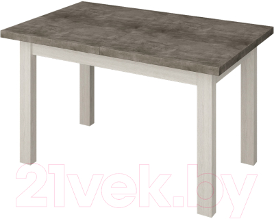 Обеденный стол Senira Кастусь 110-145x70 (бетон/белый)