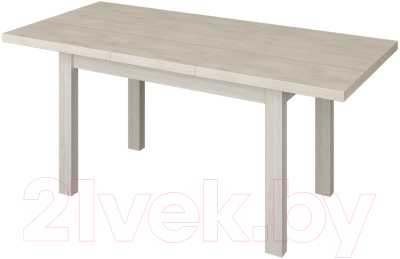 Обеденный стол Senira Кастусь 110-145x70 (дуб выбеленный/белый)