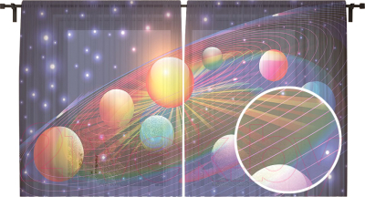 Гардины JoyArty Краски солнечной системы / tul_5340 (2шт, 145x180)