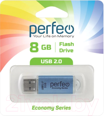 Usb flash накопитель Perfeo 8GB E01 / PF-E01N008ES (синий)