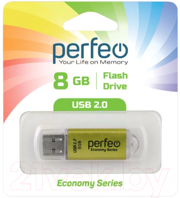 Usb flash накопитель Perfeo 8GB E01 / PF-E01Gl008ES (золотой)