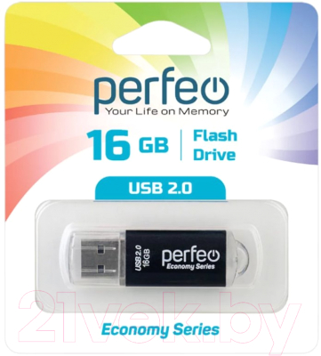 Usb flash накопитель Perfeo 16GB E01 / PF-E01B016ES (черный)