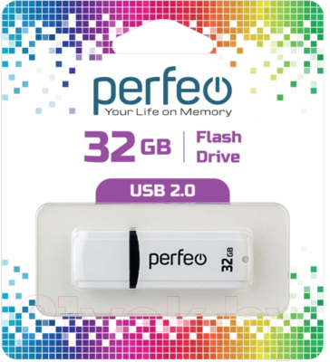 Usb flash накопитель Perfeo 32GB C02 / PF-C02W032 (белый)