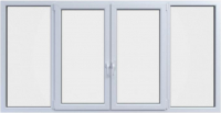 Балконная рама Brusbox Roto NX Поворотно-откидные 2 центральные створки 2 стекла (1300x2300x60) - 