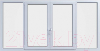 Балконная рама Brusbox Roto NX Поворотно-откидные 2 центральные створки 2 стекла (1300x2300x60)