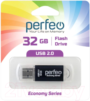 Usb flash накопитель Perfeo 32GB E01 / PF-E01B032ES (черный)