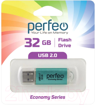 Usb flash накопитель Perfeo 32GB E01 / PF-E01G032ES (зеленый)