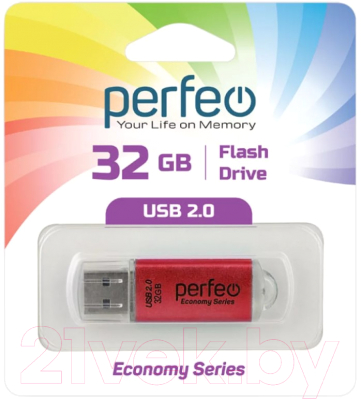 Usb flash накопитель Perfeo 32GB E01 / PF-E01R032ES (красный)