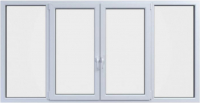 Балконная рама Brusbox Roto NX Поворотно-откидные 2 центральные створки 2 стекла (1650x2650x60) - 